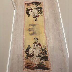 ❣️ Vintage Chinese Scroll Painting Silk Scarf ❣️